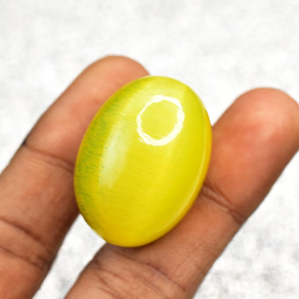 100.60 Ct Natural Yellow Cat’s Eye CERTIFIED Cabochon Cut Unique Loose Gemstone