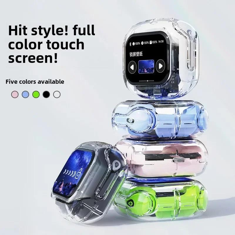 Kabellose Bluetooth-kompatible Kopfhörer Intelligente Touch-Farb-LCD-Anzeige TWS Ohrhörer HIFI Geräuschunterdrückung Stereo-Kopfhörer