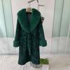Winter Leopard Print Imitation Mink Jacket Temperament Winter Fashion Extended Shawl Fur Collar Coat Women