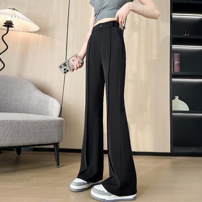 Pantaloni alla moda a vita alta dritti a gamba leggera per donna