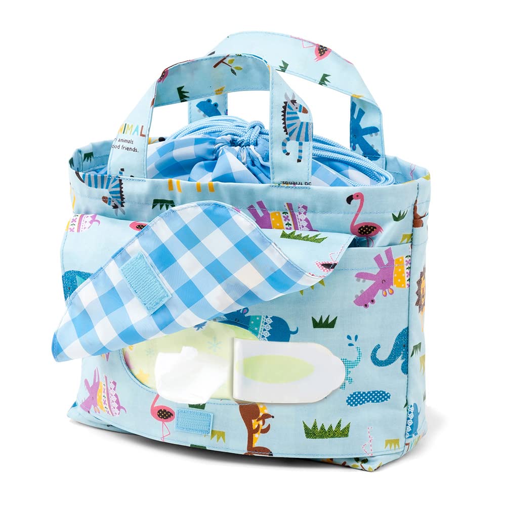 COLORFUL CANDY STYLE Diaper Pouch Diaper Bag Going Out Made In Japan Animal March Across the Savannah B1303600 (Drawstring Tote) (Scare Fabric/Light