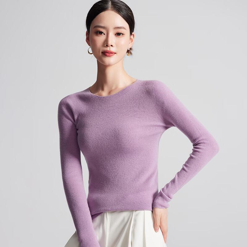 

Fengxun Женский свитер из 100% чистой шерсти с круглым вырезом и приталенного силуэта S