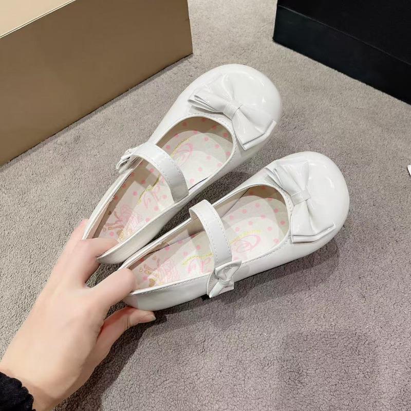 New Cute Butterfly-knot Women Lolita Mary Jane Shoes Concise Thick Heel Leather Shoes Ladies Shallow Pumps