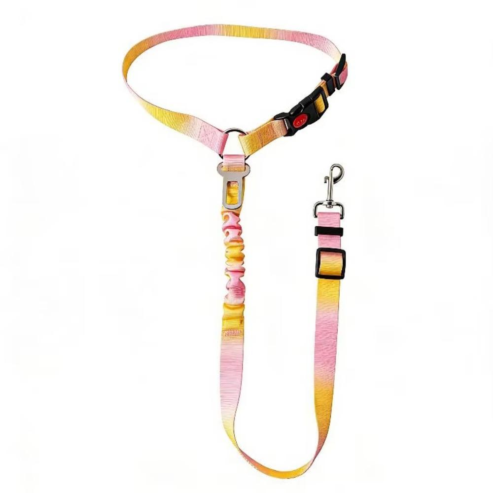 

Adjustable Dog Car Seatbelt Anti-escape 2-in-1 Pet Seat Belt Headrest Restraint Seat Belt Trips Pink Yellow