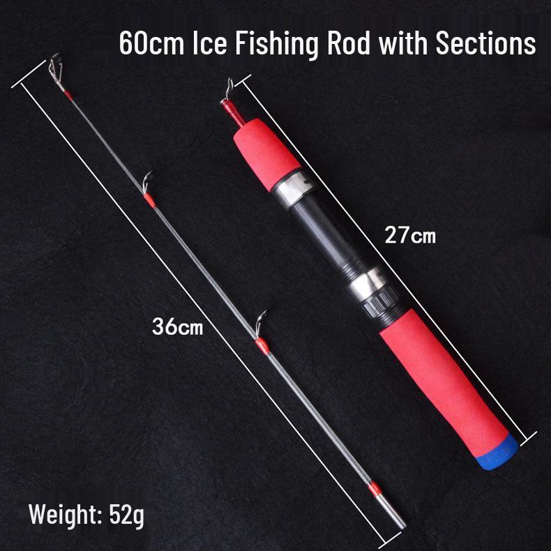 100cm Sectional Winter Ice Fishing Rod with Reel - Lightweight and Compact for Sea and Raft Fishing Rod Only, No Reel