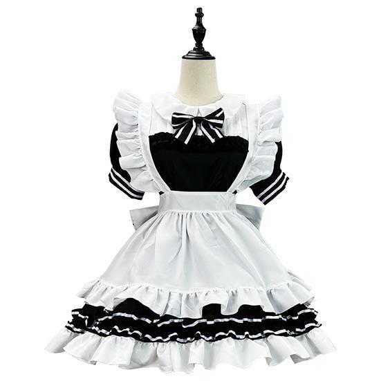 Plus Size Black & White Classic Maid Outfit - European American Japanese Cosplay Costume for Women