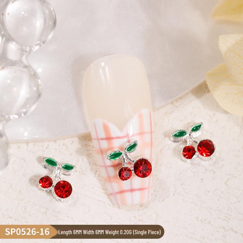3D Cherry & Fruit Alloy Nail Art Rhinestones - Red, Pink, White Decorations