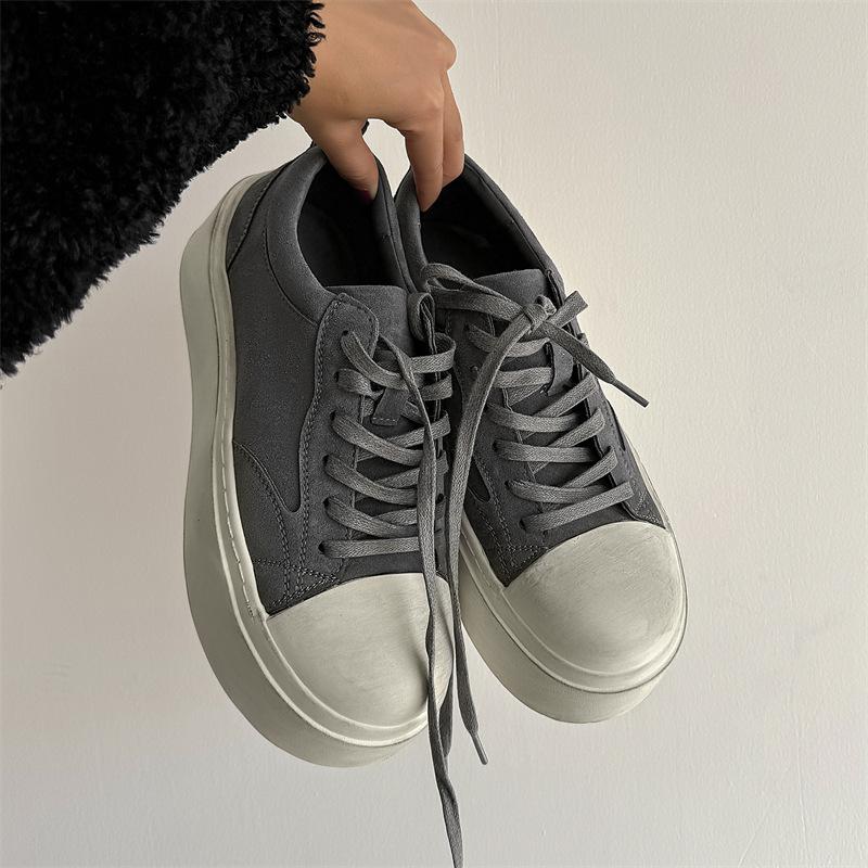 

Star same retro old Mickey big head men s shoes Merad thick baseplate shoes American lace-up biscuits canvas shoes 39