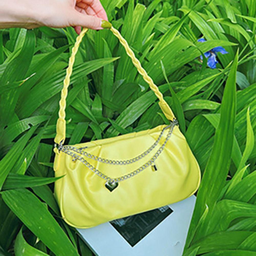 Sweet PU Leather Shoulder Bag Pleated Small Tote Bag Ins Cloud Square Bag  Travel