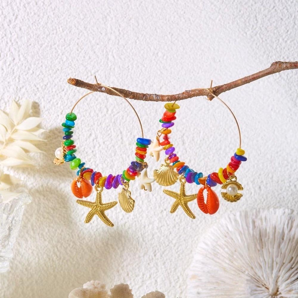 Tassel Starfish Dangle Earrings Bead Drop Earrings Fashion Jewelry Irregular Earrings Party