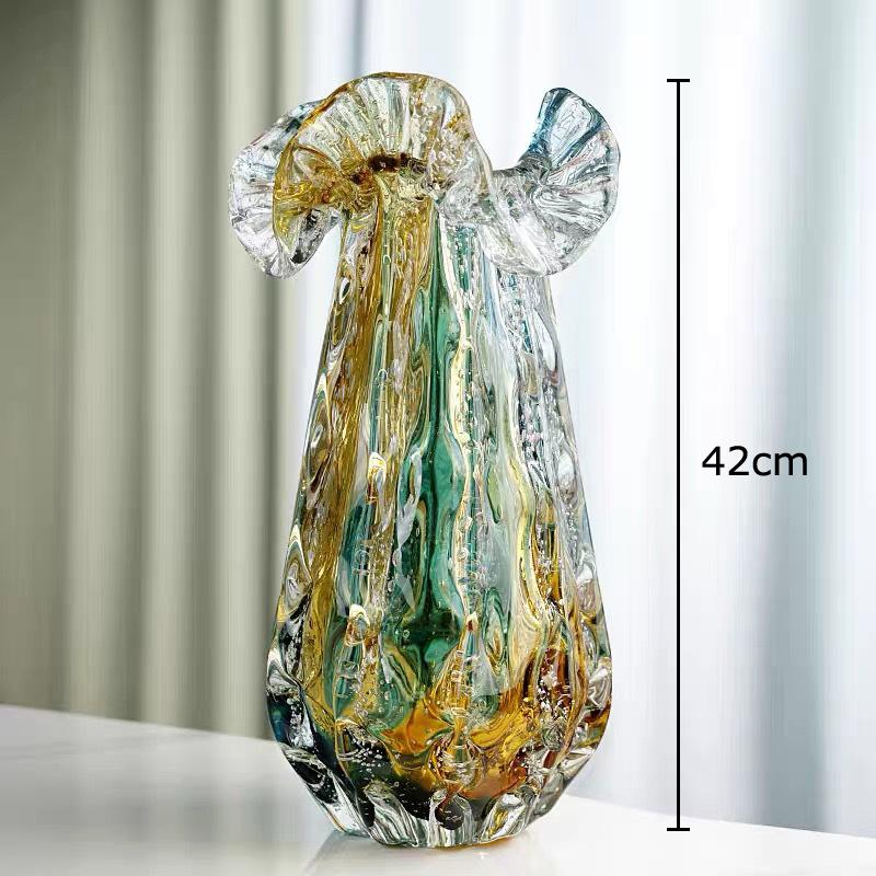 Colorful Flower Edge Glass Vase Hydroponics Plant Pots Table Decoration Flowers Arrangement Floral Vase Room Aesthetic Decor