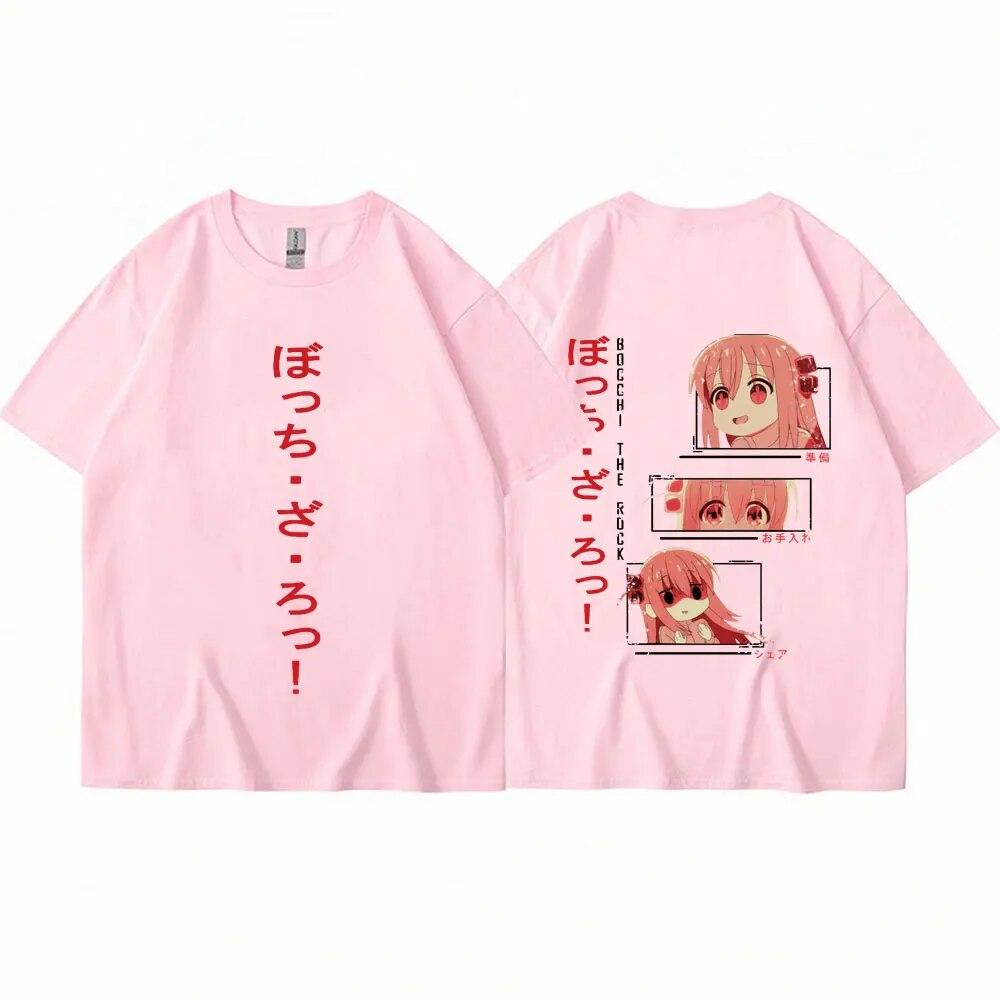 Anime Bocchi The Rock T Shirt Kita Ikuyo Kessoku Band Graphic T Shirts Unisex's Oversized Cotton Fashion Couples T-shirt Streetwear