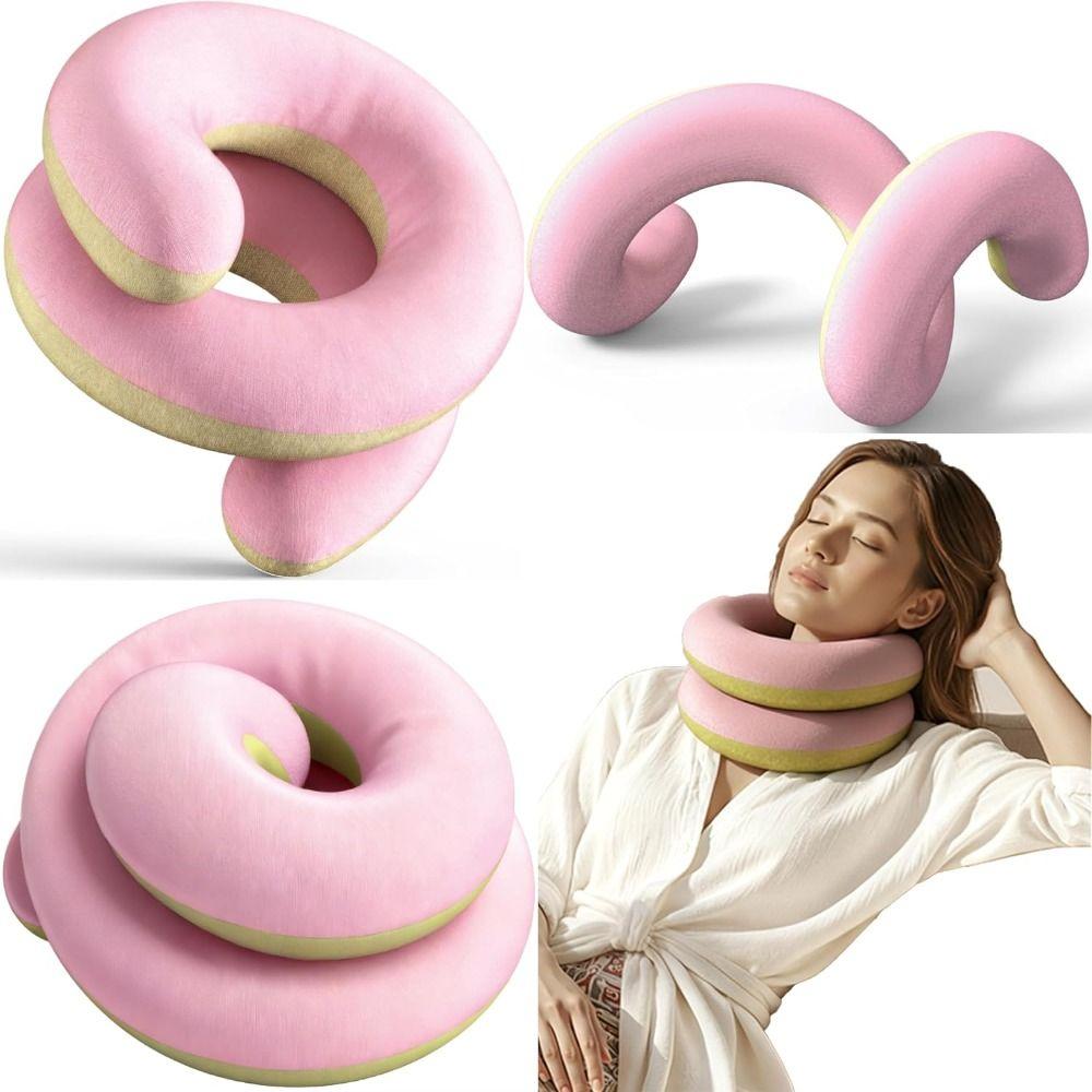Freely Shapeable Travel Pillow Portable Easy to Storage Travel Neck Pillow Nylon Adjustable Spiral Wrapping Cushio Office