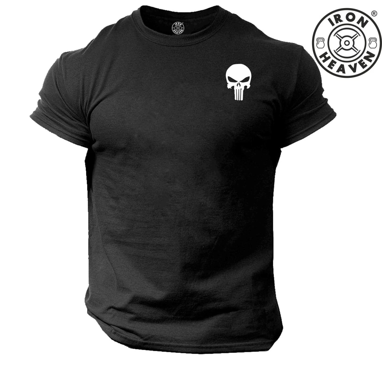 Skull T Shirt Pocket Gym Clothing Bodybuilding Training Workout Exercise MMA Top 2XL