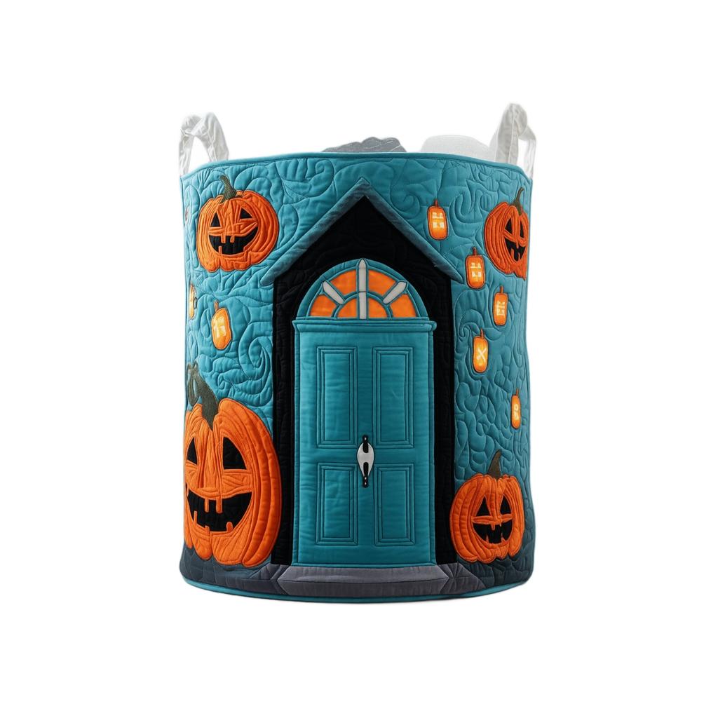 Hamper, Halloween Quilted Cotton Storage Basket with Lid for Clothes and Home Organization