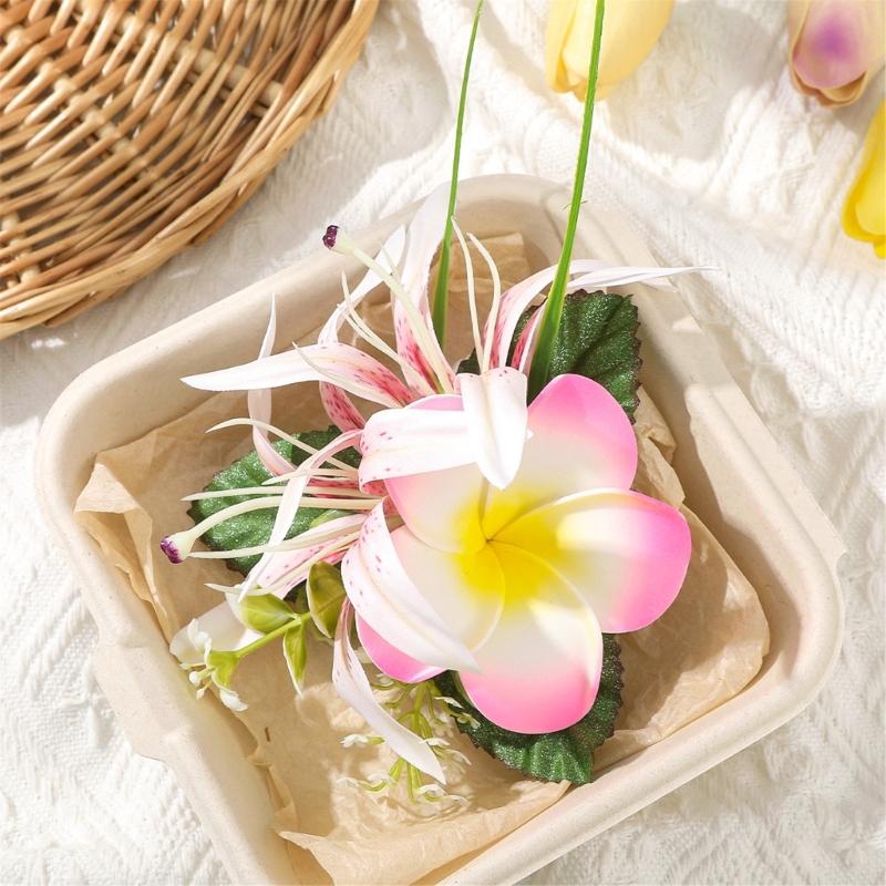 Trendy Floral Flame Hair Clip Artificial Egg Flower Barrette Beach Holiday Accessories For Women Wedding Party Styling