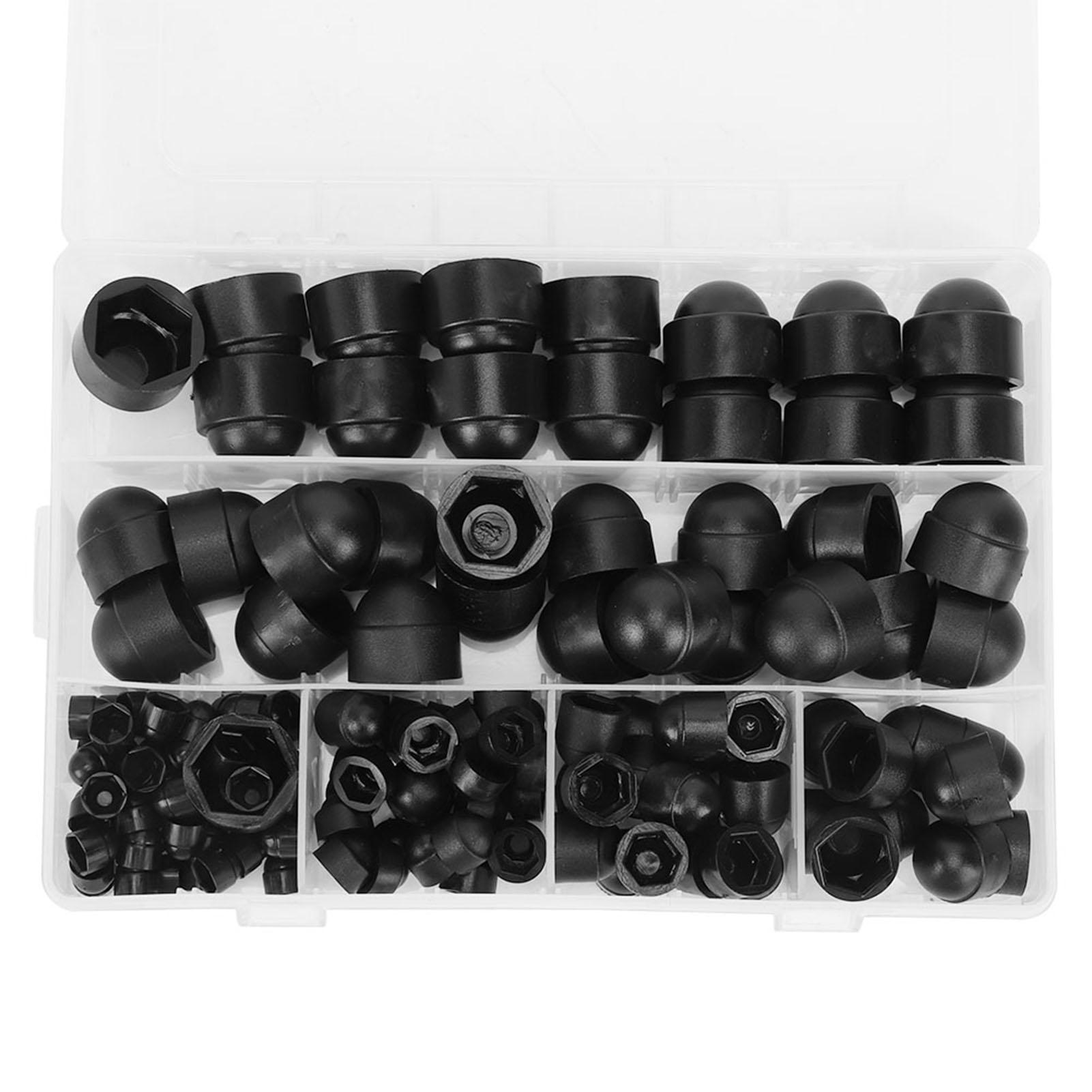 

145 шт. Колпачок шестигранной гайки Черный ПЭ Защитный крепеж M4-M12 Колпачок болта Промышленный аксессуар WJ-10-0005