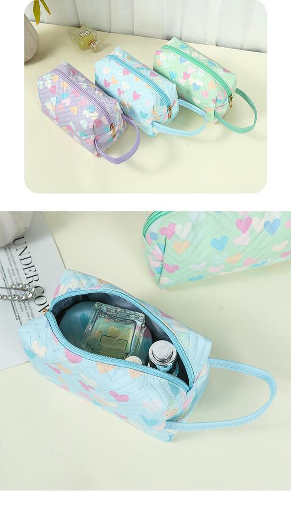 Heart Print Makeup & Toiletry Bag - Portable, Large Capacity, Multiple Colors