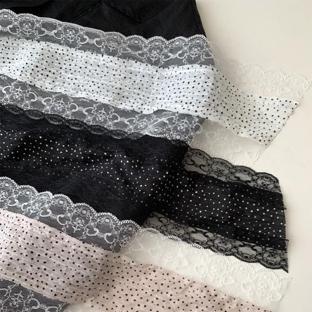 French Style Lace Scarf Black White Pink Headband Trendy Photo-Ready Shawl Spring Summer