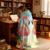 1pc Flamingo Animals Printed Flannel Hoodie Wearable Cloak Blanket Soft Warm Multi Size Casual Blanket Machine Washable
