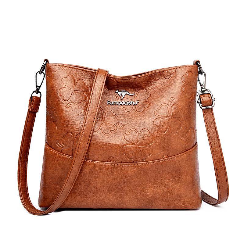 Nová kolekce Měkká kožená taška typu bucket pro ženy - Texturovaná embosovaná Velká kapacita Nastavitelná taška přes rameno a crossbody
