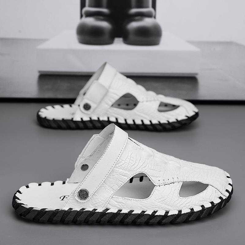 Fashion Mens Sandals Confortable Crocodile Pattern Lightweight Classic Beach Slippers Plus Size Non Slip Soft Black Sandals for Men