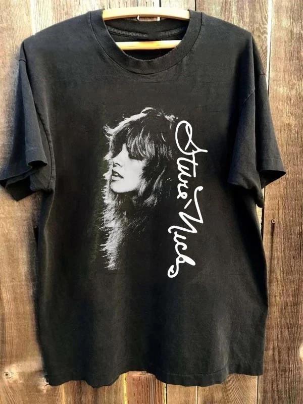 

2026 Summer Womens Retro Stevie Nick TShirt Cotton and Breathable Short Sleeve Streetwear Oversized Loose Casual S