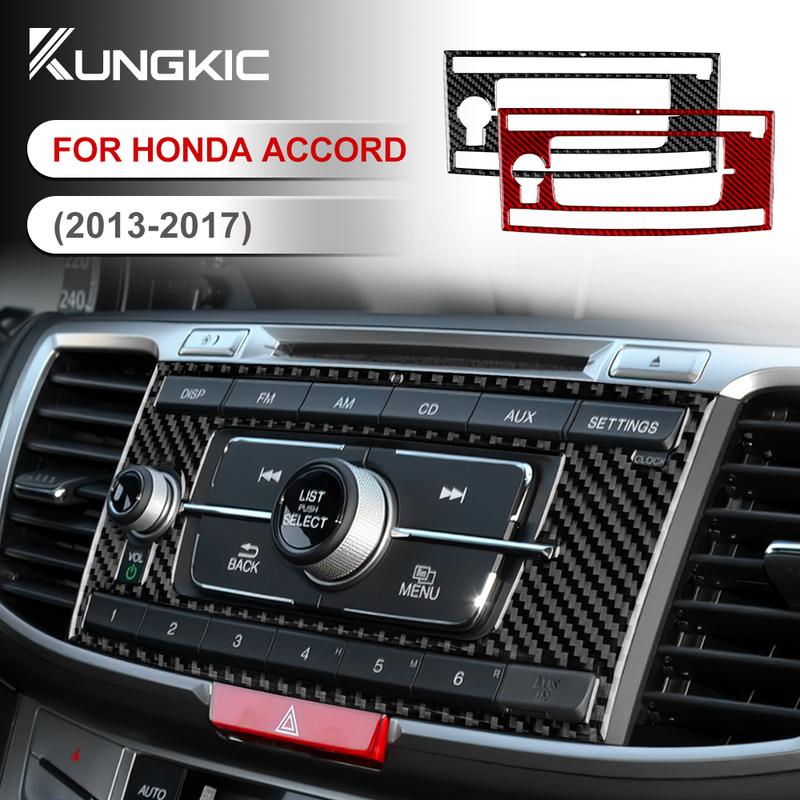 Car Central CD Frame Real Soft Carbon Fiber Sticker For Honda Accord 2013 2014 2015 2016 2017 Interior Trim Accessories.