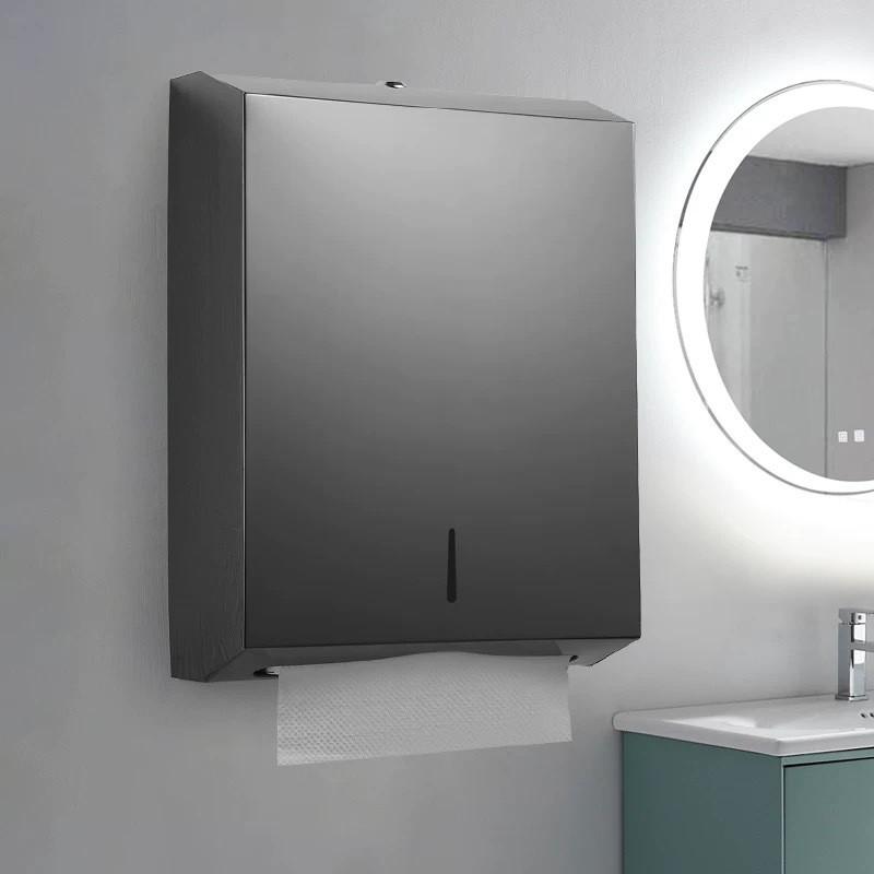 Stainless Steel Wall-Mounted Hand Towel Dispenser Bathroom Kitchen Commercial Use No Drill Installation