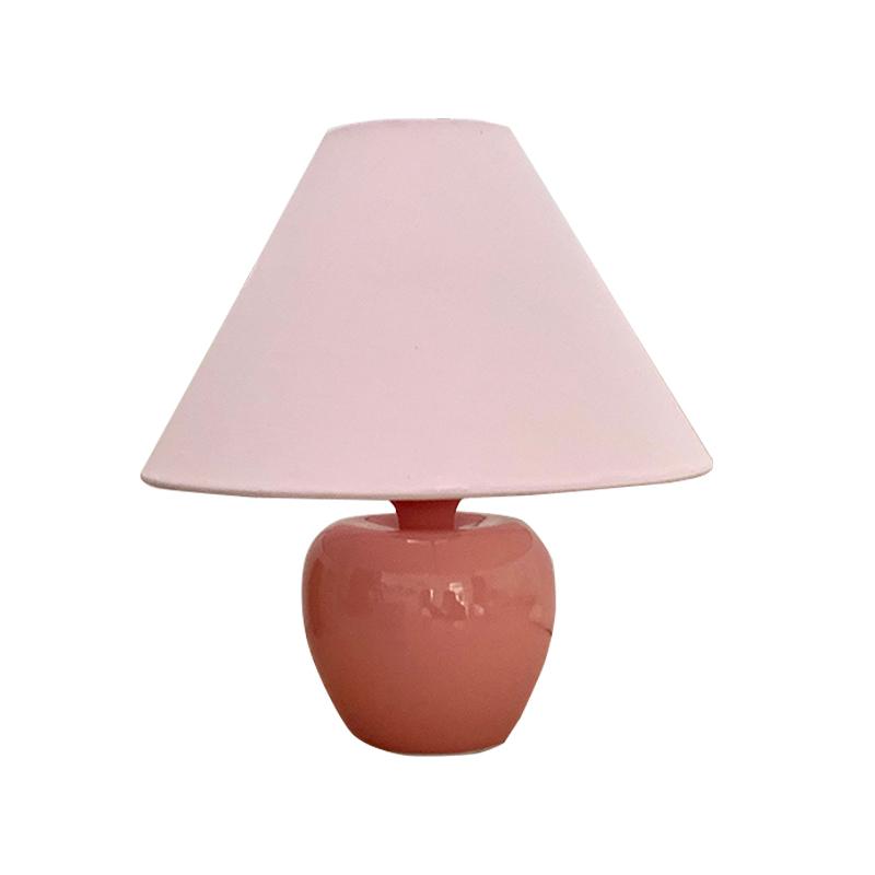 

Lifepoem Pink Ceramic Table Lamp Korean Apple-Shaped Night Light Adorable Bedside Eye-Caring Bedroom Ambiance
