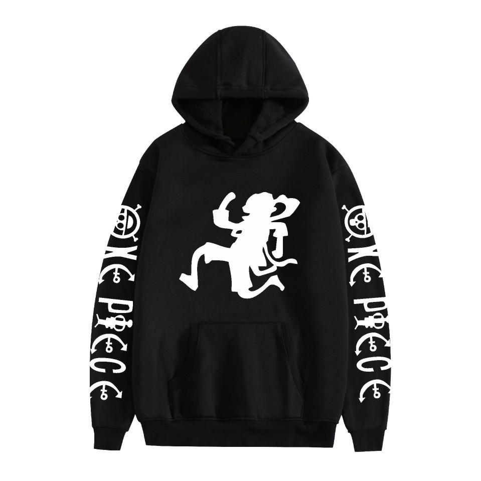 

Mens Fleece Hooded ONE PIECE Anime Printed Streetwear Pullover Sweatshirt Fashion Hoodie Casual New Men Tracksuit Streetwear XS чёрный