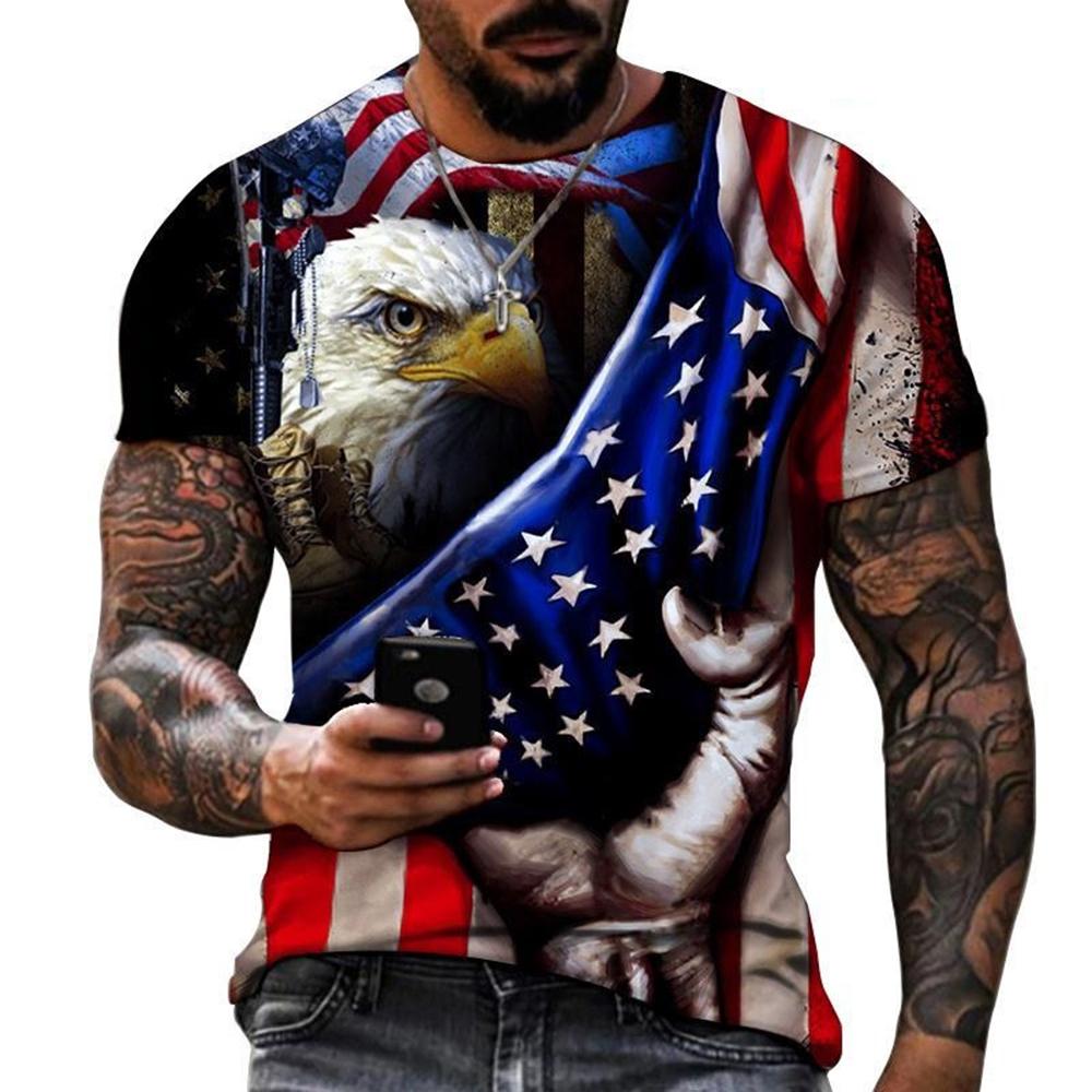 Men Women T-Shirts Star and Stripes Flag Digital Printing Graphic Tees Tops Casual Street Wear 3D Skull Personality T-Shirt Kid