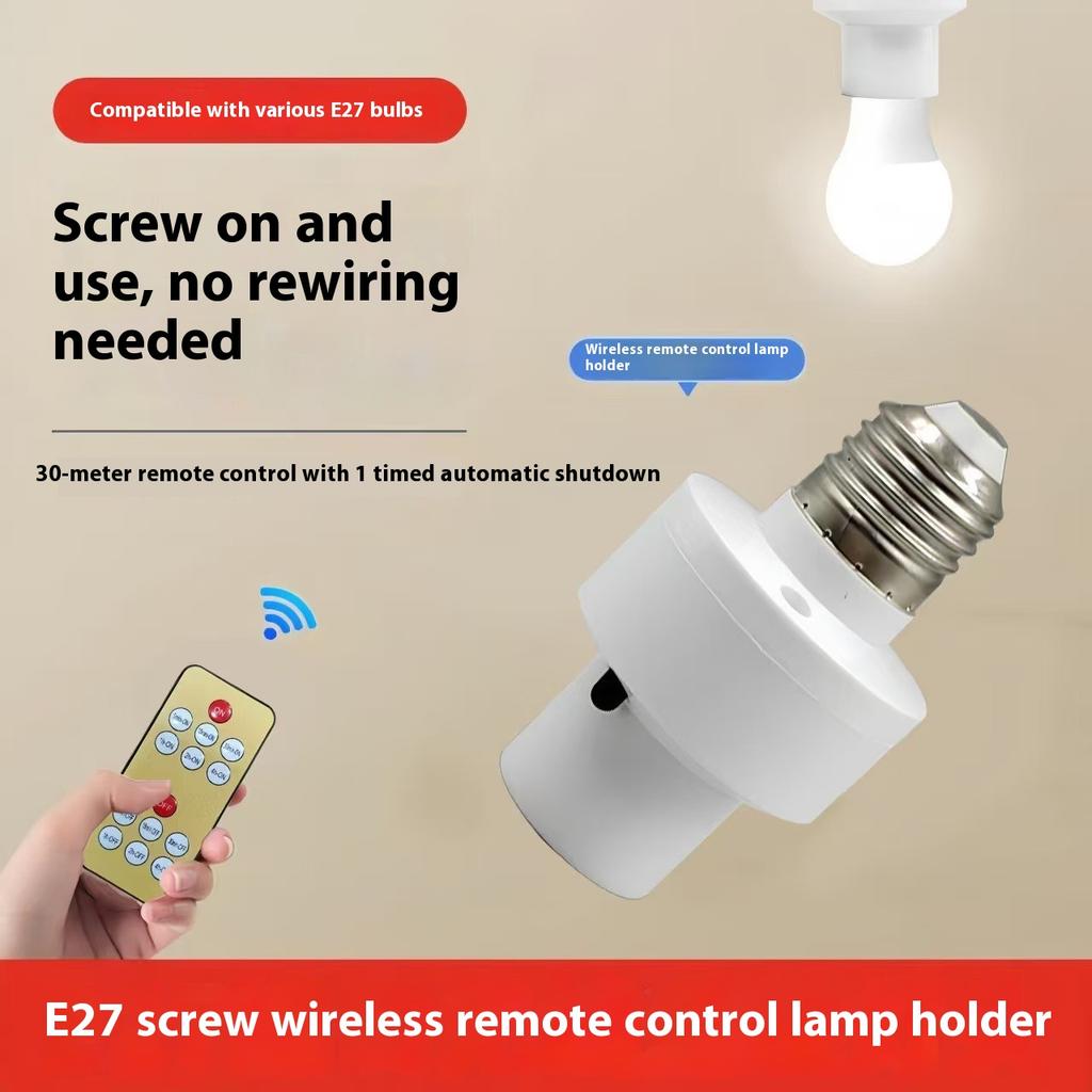 E27 60W Wireless Remote Control Smart Timer Switch Lamp Holder 110V 220V House Multi Light Baby Room Bedroom Timer Switch New