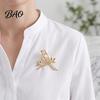 Elegant Bird Brooch Golden Plated Hollow Brooch, Standing on Branch Lapel Pin, Hats Bags Scarves Clothes Decorative Accessory Women Dresses Jewelry