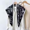 New High-end French Flower Print Triangle Scarf Old Money Wind Belt Fashion Headscarf Women's Imitation Silk Scarf