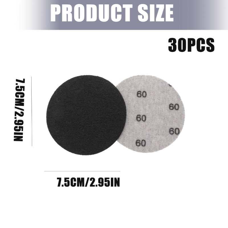 Pack of 30 Wet Dry Polishing Sandpaper Discs Abrasive Sheets Carbon Silicon Materials for Automotive Metal Woodworking