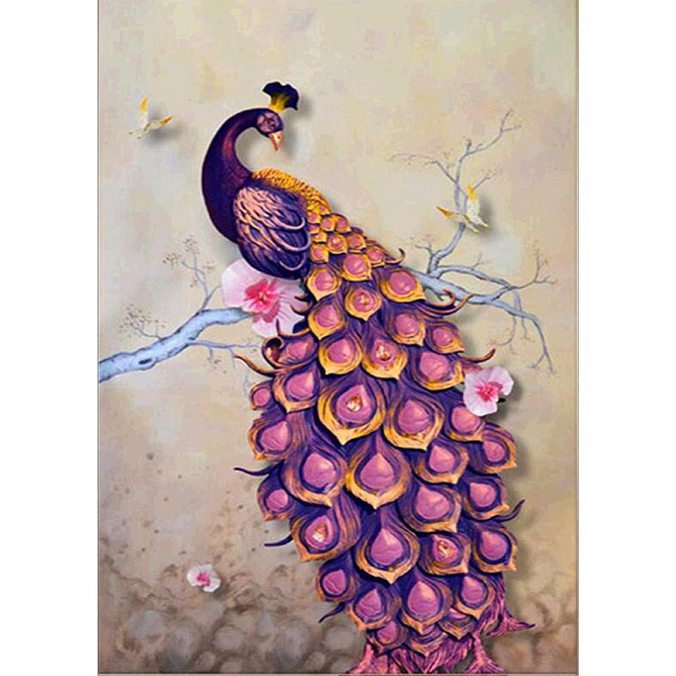 5D DIY Round Diamond Painting Animal Diamond Embroidery Peacock Cross Stitch Kit Rhinestone Mosaic Picture Home Decoration Gift