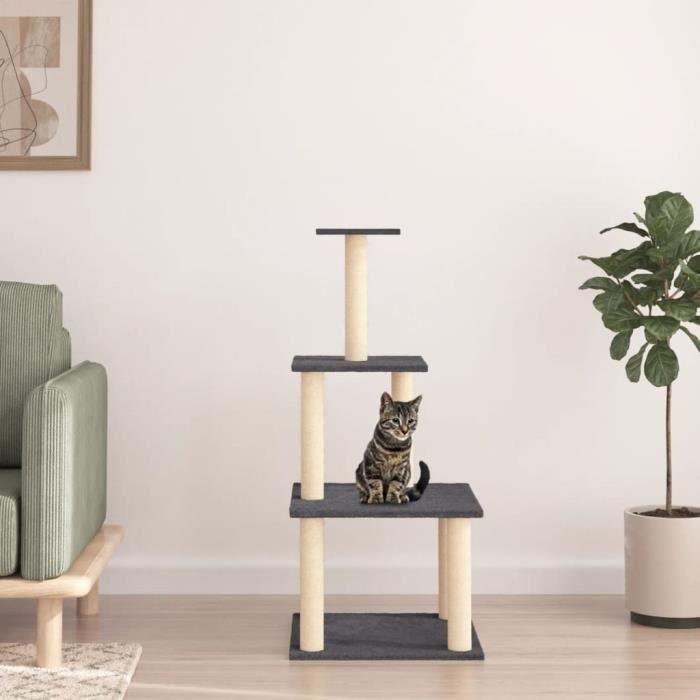 VidaXL Arbre à chat avec griffoirs en sisal gris foncé 111 cm 171734