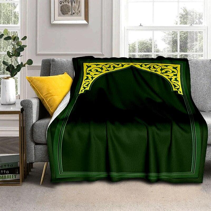 Müslüman Namaz HD Yumuşak Peluş Yatak Atma Karikatür Piknik Ince Battaniye Modern Flanel Battaniye Kapak Gedruckt Bettdecke Geschenk