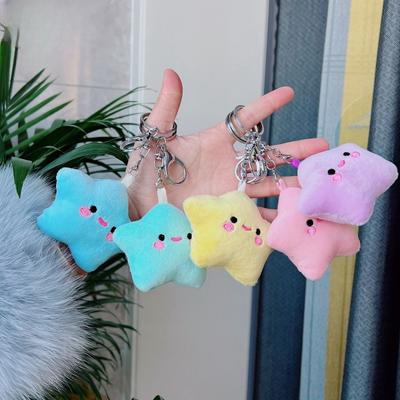 Creative Colorful Star Plush Keychain Squinting Star Doll Toy Schoolbag Pendant