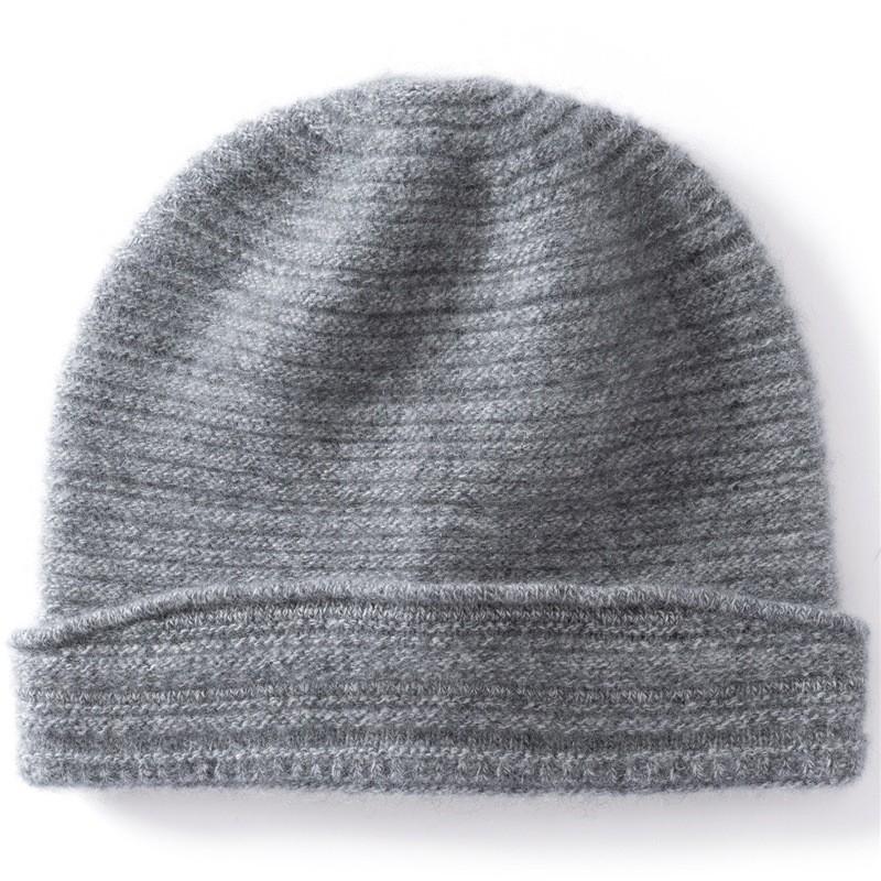 100% Cashmere Knit Beanie Hat Winter Warm Unisex Foldable Plain Style Cold Weather Accessory