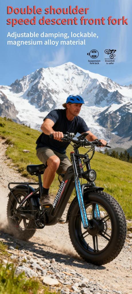 Nathaniel's New SYR08 Outdoor Electric Bike, Dual Motor 2000W, 20x4.0 Integrated Wheels, 48V20AH, Speed 50+, Snow/sand Outdoor Bike
