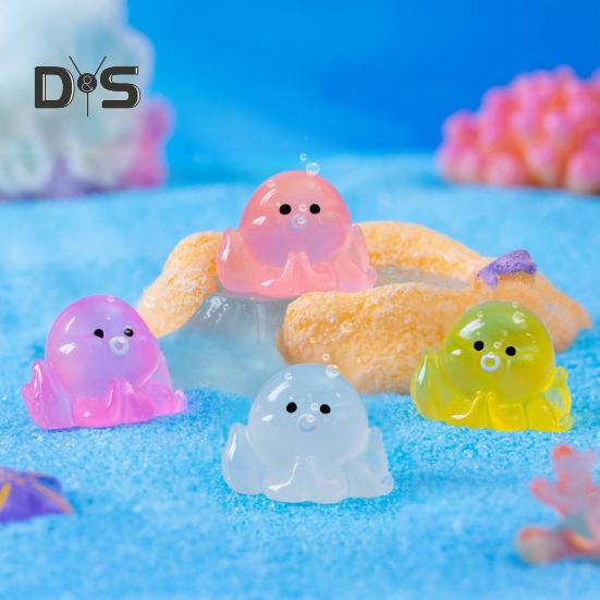 32 de bucăți mini figurine de caracatiță care strălucesc în întuneric din rășină Statui de caracatiță în miniatură pentru grădini cu zâne, acvarii, artizanat