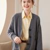 Women's American Style Loose Knit V-neck Cardigan - Casual Spring/Autumn Long Sleeve Outerwear