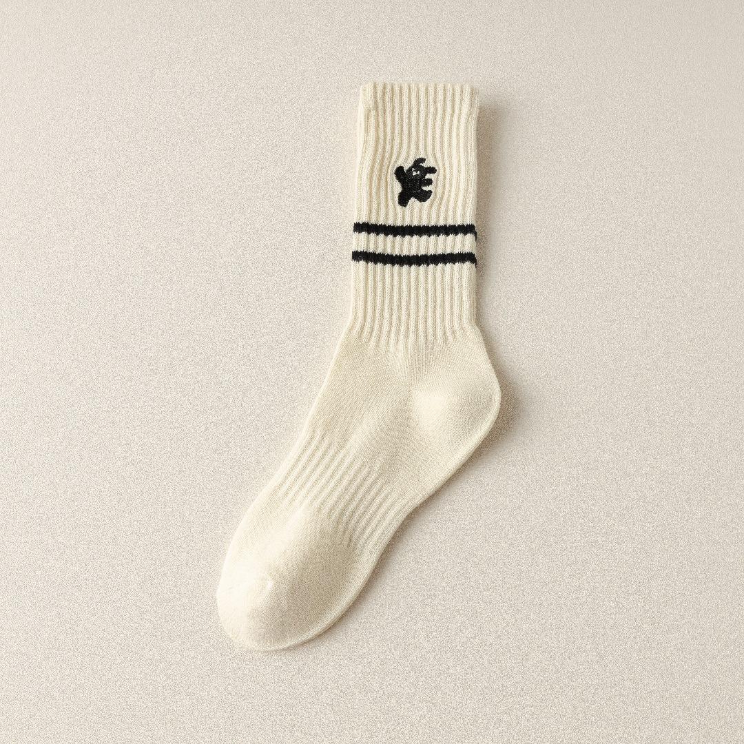 

Носки женские Wind с вышивкой в виде милой собаки, классические полосатые трендовые универсальные женские хлопковые носки среднего размера, уложенные в стопку One Size