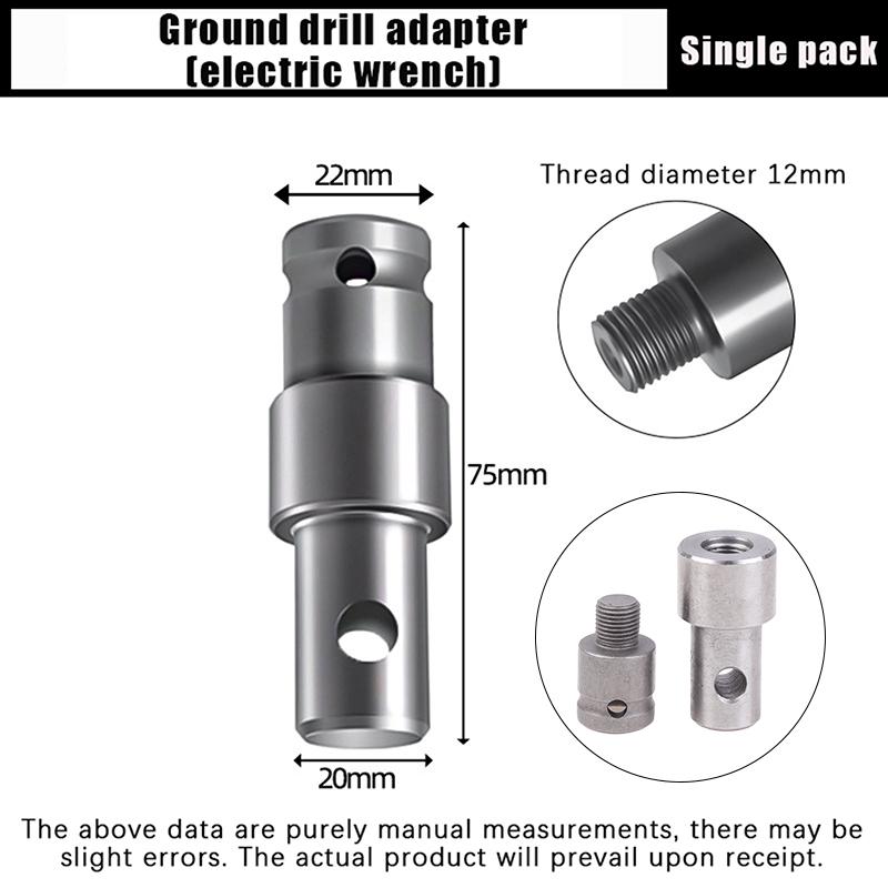 Adattatore per Trivella da Terra Strumento 4 Tipi di Interfaccia Manico Rotondo Esagonale Adattatore per Trivella da Terra Per Trapano Chiave Martello Macchina