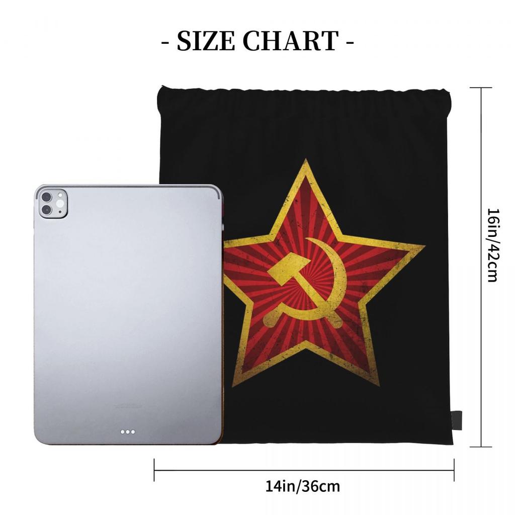 USSR Hammer And Sickle CCCP Russian Soviet Flag Backpacks Fashion Drawstring Bags Sundries Bag Book Bags for Travel School