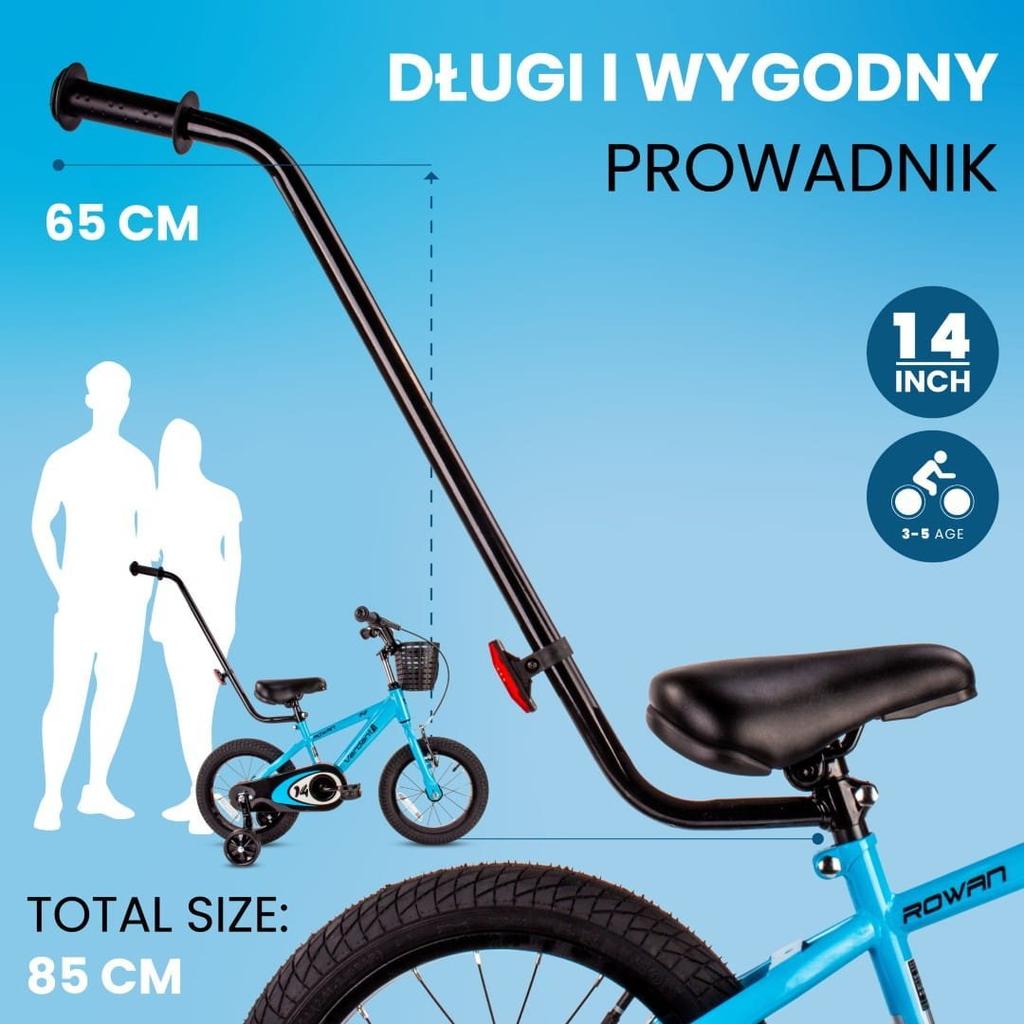 Rower Dziecięcy 14 Cali Dla Chłopca Prowadnik Kółka Boczne Koszyk Verdant Rowan Niebieski