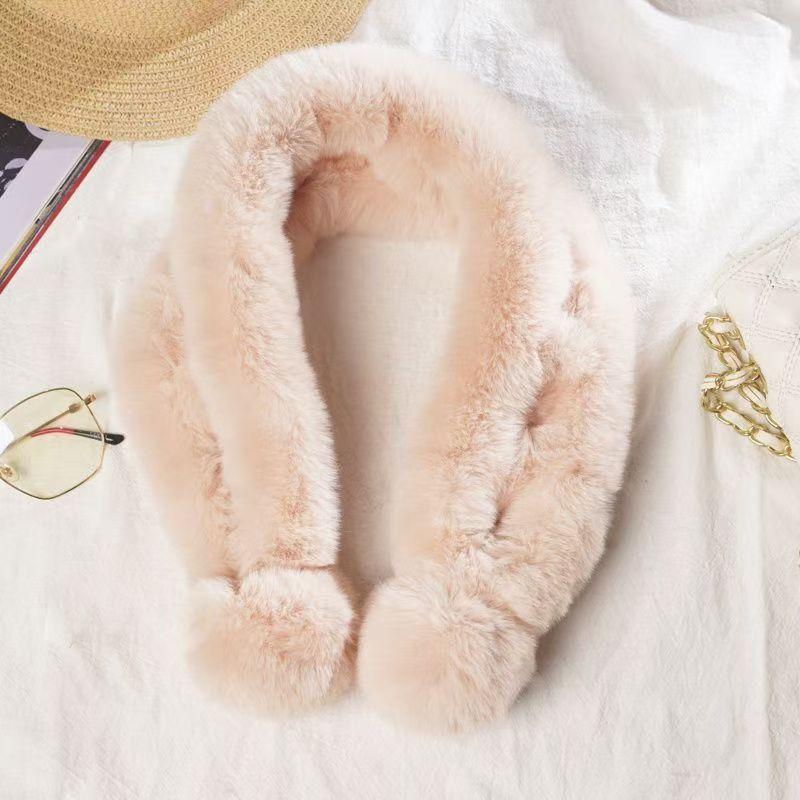 Winter Imitation Fur Cross Ball Scarf Imitation Rex Rabbit Hair Warm Fur Collar