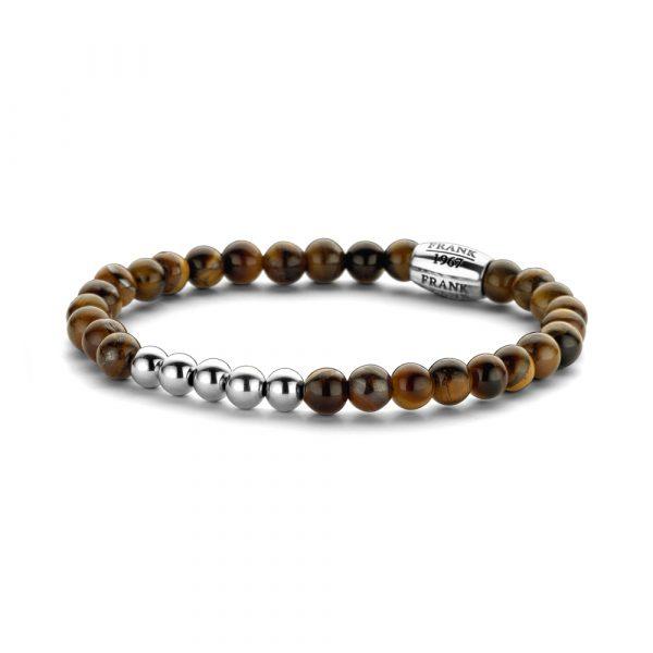 Frank1967 Steel Gemstone Bracelet Brown 6Mm 7Fb-0253